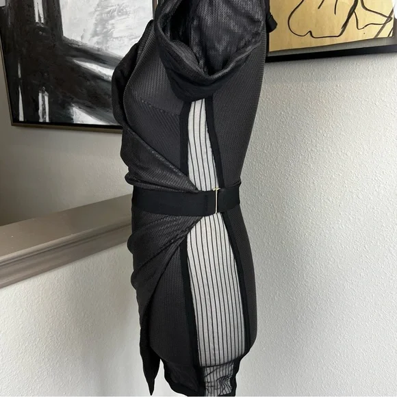 HOUSE OF CB Viktoria black matte sequin draped mini bodycon dress - Picture 6 of 16